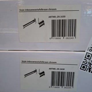 2x Wastafelkraan, Korver, inbouw, chroom