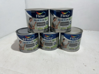 5x Alkyd grondverf 500 ml Flexa, strak in de lak, wit