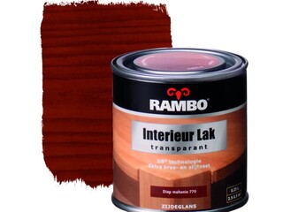 7x Lak zijdeglans Rambo, interieur, diep mahonie, transparant 250 ml