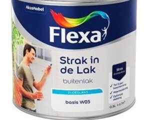 5x Houtlak Flexa, strak in de lak, wit, zijdeglans 500 ml