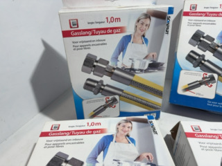 4x Gas aansluitset Belgische standaard Scanpart, geel, dn12 100 cm