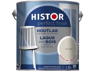 2x Houtlak Histor, perfect finish, ral 9001 – wit, hoogglans 2.5l