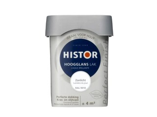 6x Lak hoogglans Histor, perfect finish, zonlicht ral 9010, 250 ml
