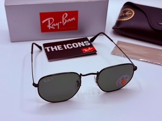 Rayban zonnebril Hexagonal black green polarized
