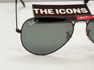 Rayban zonnebril Aviator large metal black grey polarized