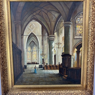 Schilderij, ‘Binnenzijde kerk’