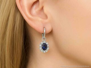 Witgouden oorhangers met natuurlijke diamanten en blauwe saffieren