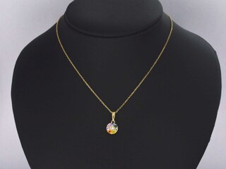 Gouden hanger met diamanten en multicolour saffieren, excl. ketting