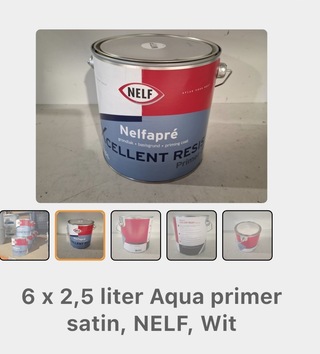 6x Grondverf á 2,5 liter, Nelf, Wit