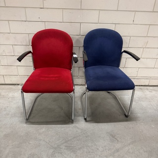 2x Design sledestoel, Gebroeders Van Der Stroom, rood en blauw, Design