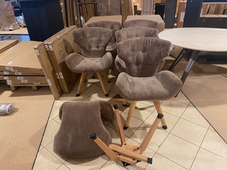 Set van 6 eetkamerstoelen, bruin