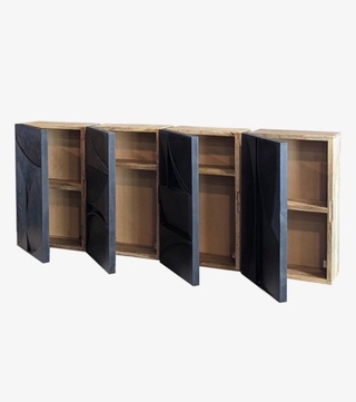 Set van 4 wandkasten, zwart