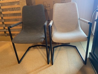 Set van 6 eetkamerstoelen, 3x grijs, 3x naturel