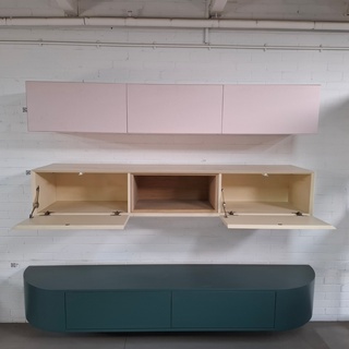 Zwevend TV meubel, Beige