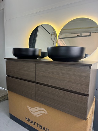 Badmeubel 120cm incl. 2 waskommen en 2x led spiegel, Kraftbad, Essen 1