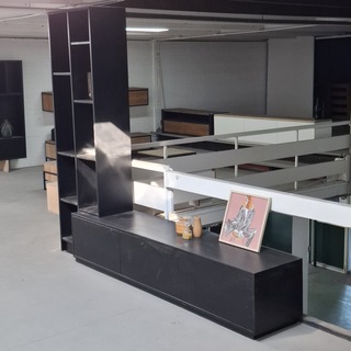 TV wandmeubel met vakkenkast, Zwart