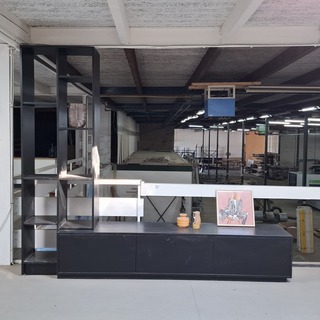 TV wandmeubel met vakkenkast, Zwart