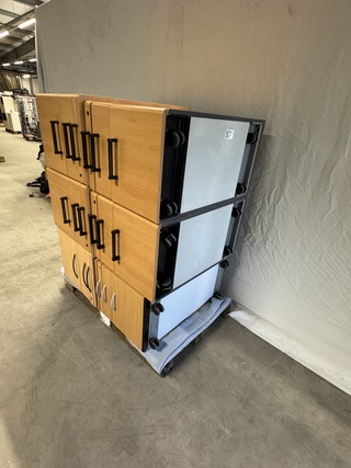 6x Ladenblok, beuken, verrijdbaar