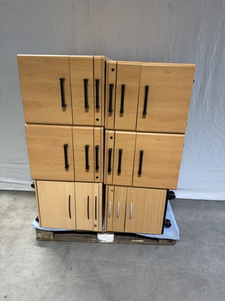 6x Ladenblok, beuken, verrijdbaar