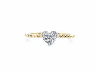 Gouden ring met een hartje vol gezet met diamanten