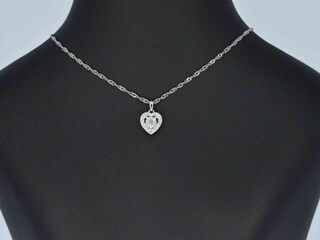 Witgouden hanger met diamanten in hartvorm, excl. ketting