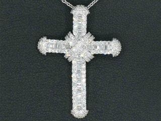Witgouden kruishanger met diamanten, excl. ketting