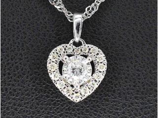 Witgouden hanger met diamanten in hartvorm, excl. ketting