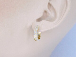 Gouden oorbellen met twee rijen diamanten