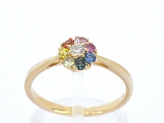 Gouden ring met diamant en multicolour saffieren