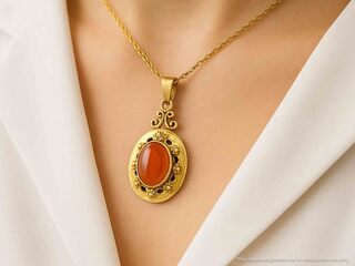 Gouden hanger met bloedkoraal, excl. ketting