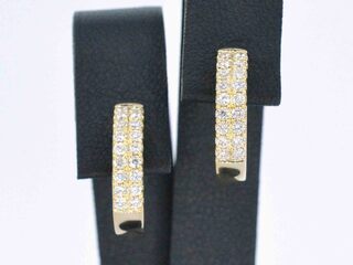 Gouden oorbellen met twee rijen diamanten