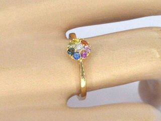 Gouden ring met diamant en multicolour saffieren