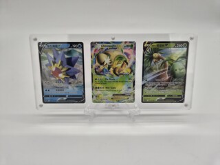 Pokémon kaarten in acryl display met standaard (inclusief 3 kaarten)