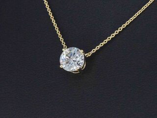 Gouden halsketting met een Briljant geslepen diamant van 1.00 carat