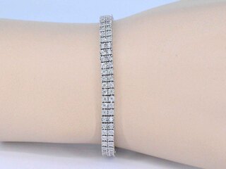 Witgouden tennisarmband met 2 rijen diamanten 1.50 carat
