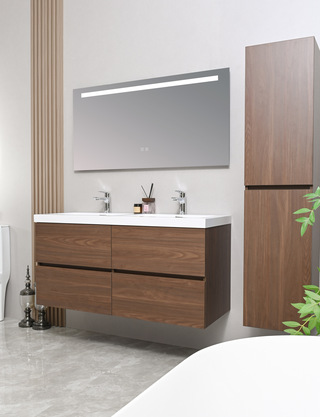 Badkamermeubel Vonato, Malo 120, donker hout decor