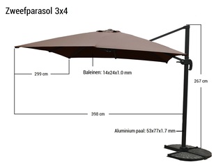 Parasol Paralux, Caviero, zwart