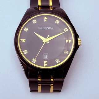 Sekonda herenhorloge met steentjes op de wijzerplaat