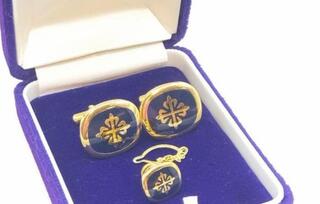 Antieke Patek Philippe 18kt gold filled manchetknopen + tie-pin met go