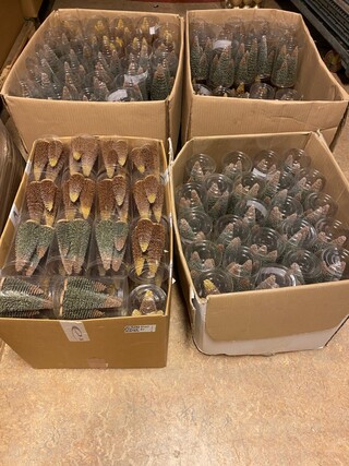 Ca. 226x Decoratieve kerstboom, House Of Seasons, 4 stuks, H14 x Ø6