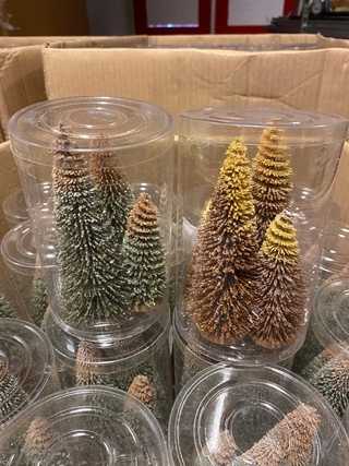 Ca. 226x Decoratieve kerstboom, House Of Seasons, 4 stuks, H14 x Ø6