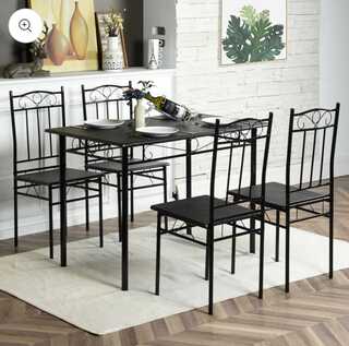 Norseman tafel met 4 stoelen, zwart