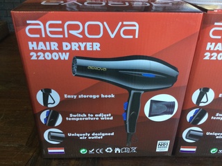 Ca. 16x Hairdryer Aerova, Haardroger, zwart/blauw