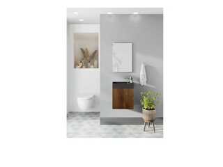 Toiletmeubel + wasbak Allibert, bruin/zwart