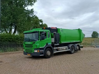 Vuilniswagen, Scania, P280 zijlader Haller, 2016
