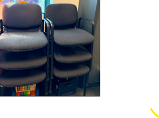 6x Kantinestoelen stapelbaar, zwart/grijs