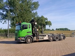 Vrachtwagen, Scania, G440 met laadkraan Hiab XS 288 Hipro en haakarm,