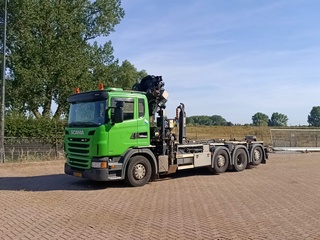 Vrachtwagen, Scania, G440 met laadkraan Hiab XS 288 Hipro en haakarm,