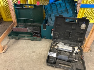 3x Gereedschapskoffer met inhoud w.o. schuurmachine, W.o. Bosch, Makit