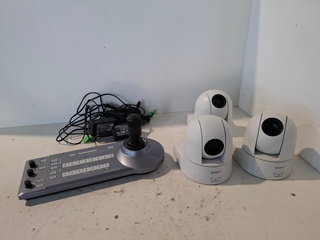 IP-besturingspaneel, SONY, RM-IP10, met 3x PTZ camera, SONY SRG-300SE